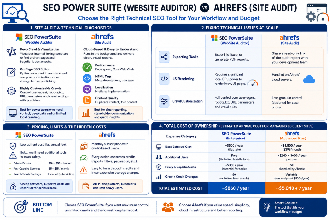 Site Audit and Technical SEO Diagnostics_SEO PowerSuite vs Ahrefs