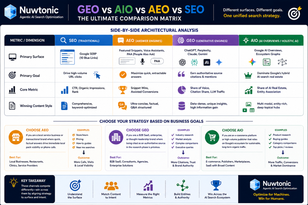 GEO vs AIO vs AEO
