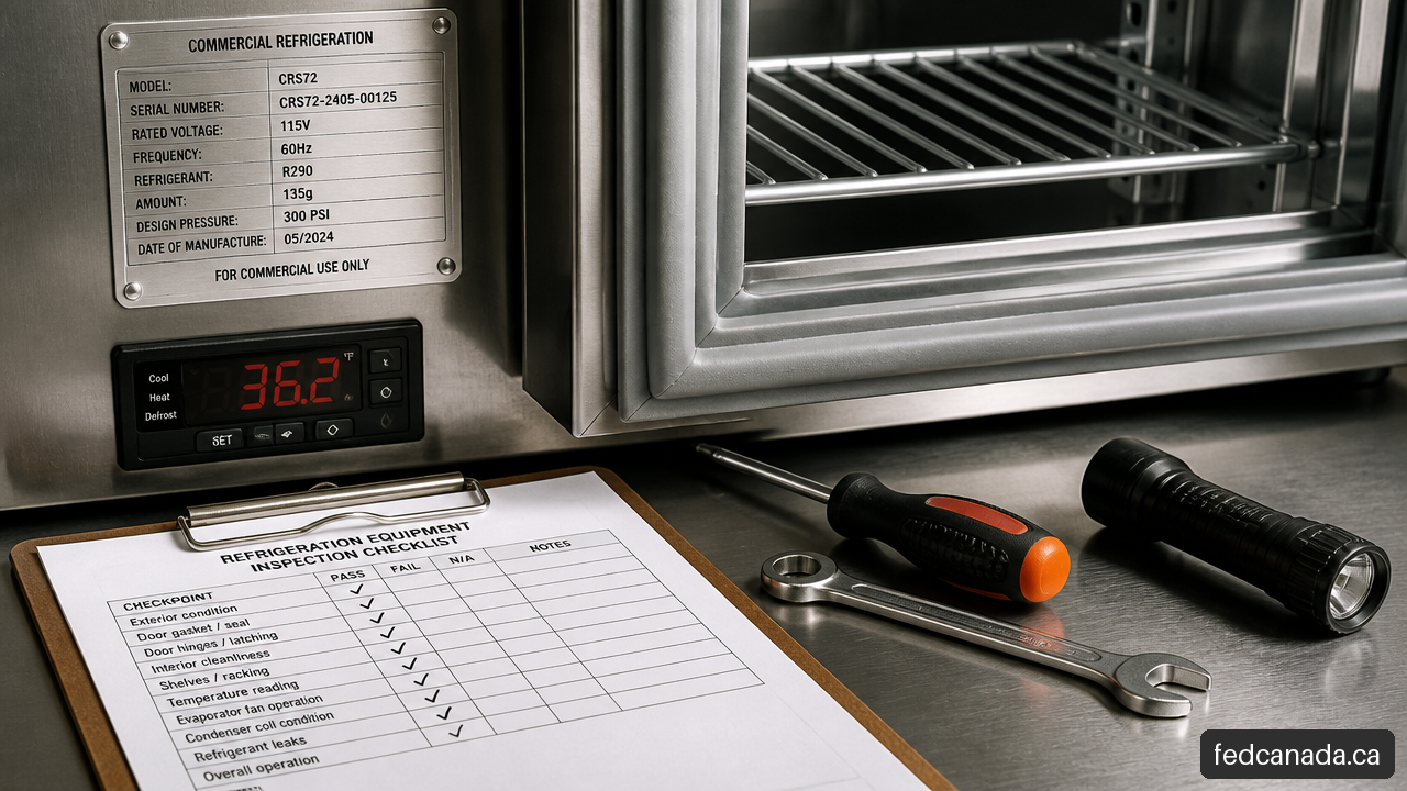 Inspection details on a used commercial refrigerator before purchase