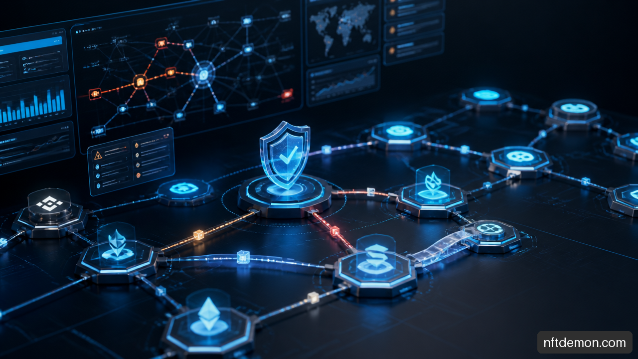 AI compliance system analyzing cross-chain decentralized exchange transactions for AML risk.