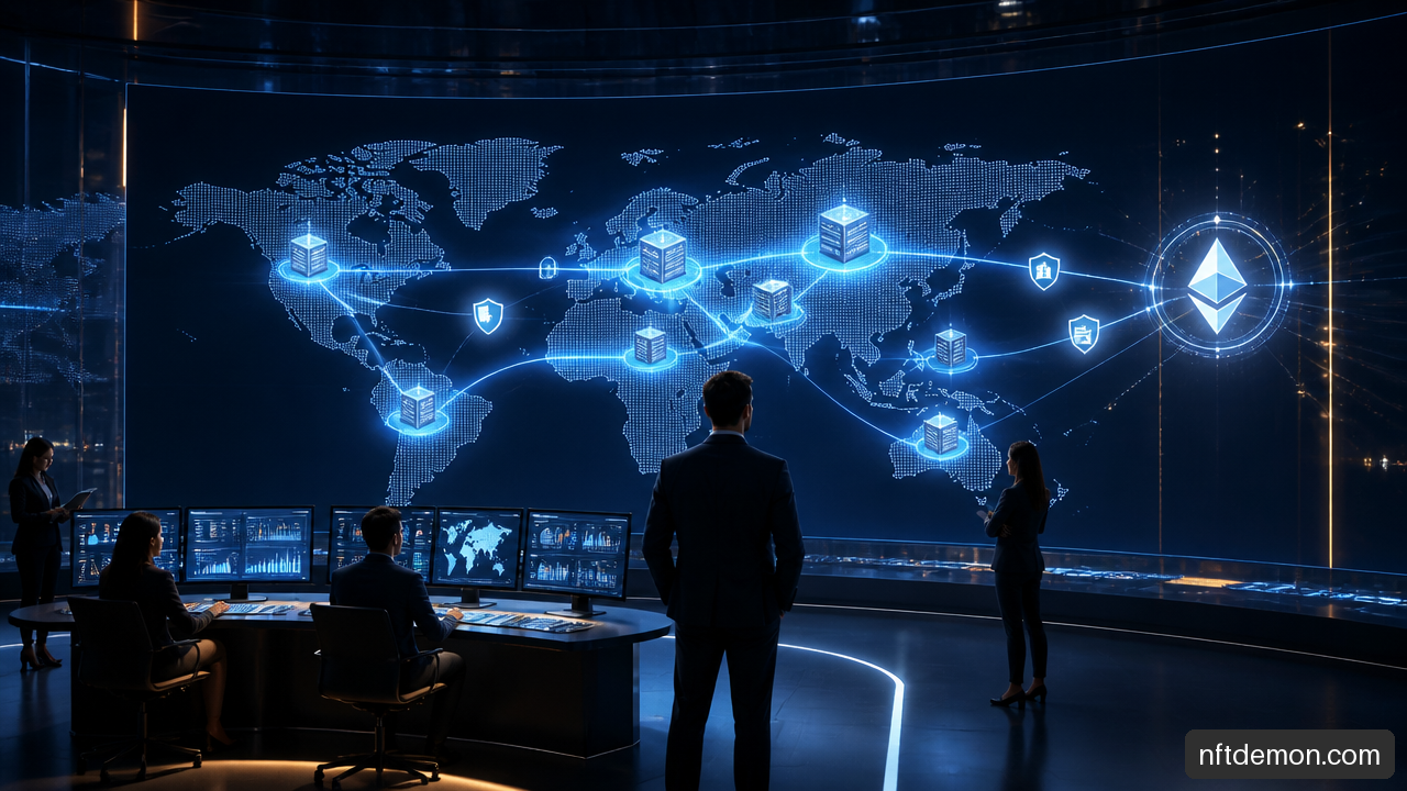 Conceptual illustration of a global brand operating a secure custom Layer 2 blockchain network.