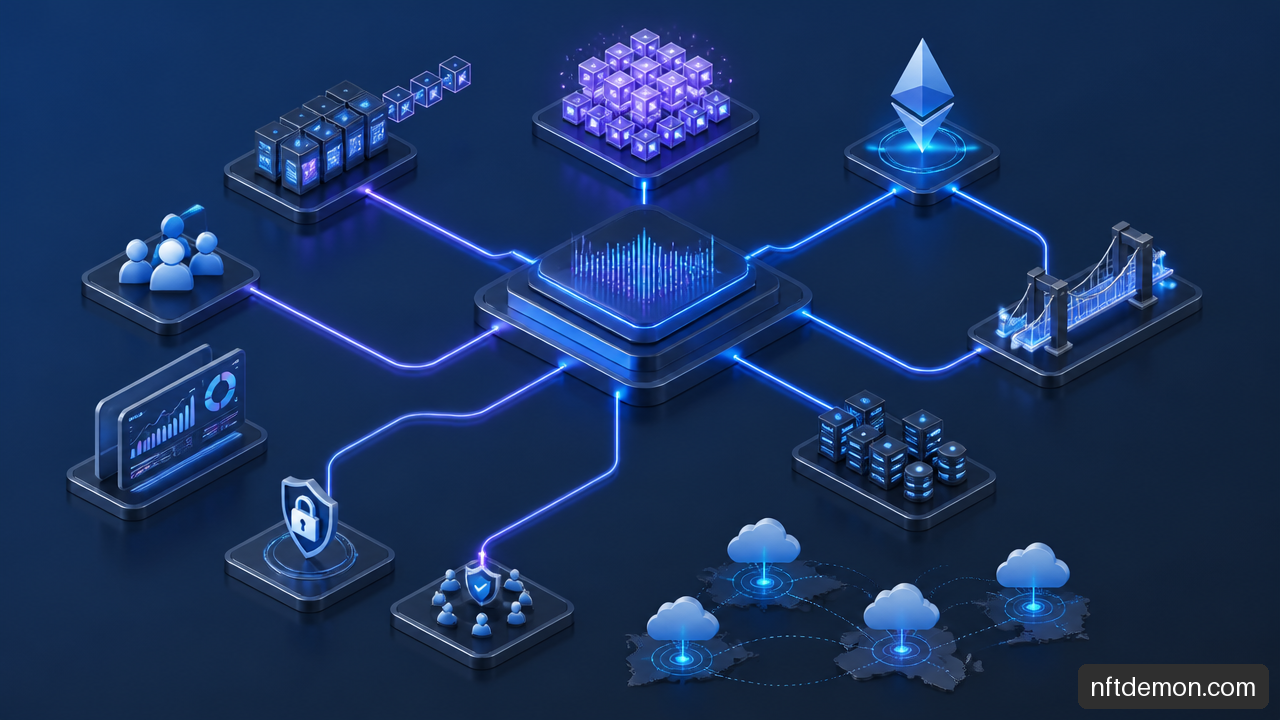 Illustration of the technical components required for a production application-specific Layer 2 blockchain.