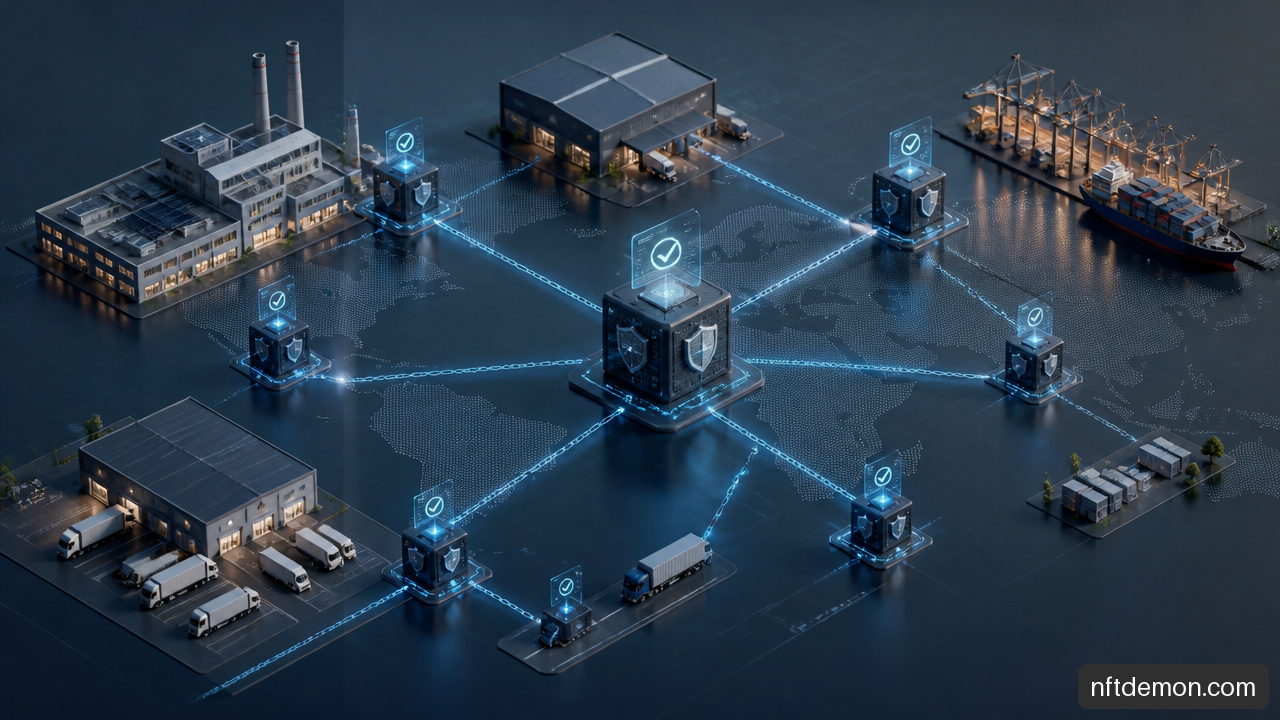 Enterprise consortium blockchain connecting supply chain partners and validator nodes