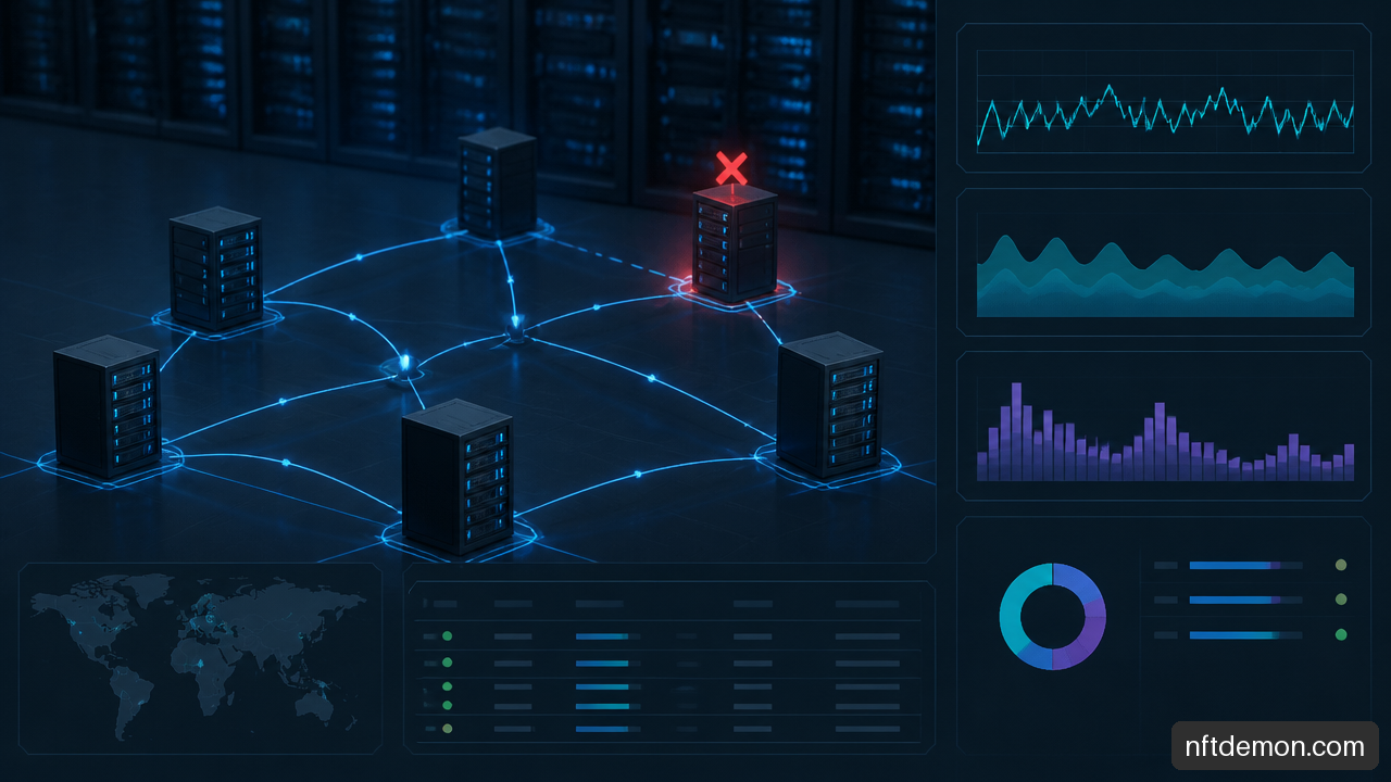 Permissioned blockchain network maintaining transaction flow while one validator node is offline.