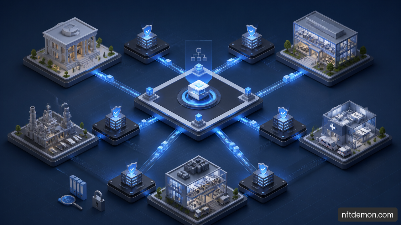 Illustration of multiple enterprises governing a shared permissioned blockchain network