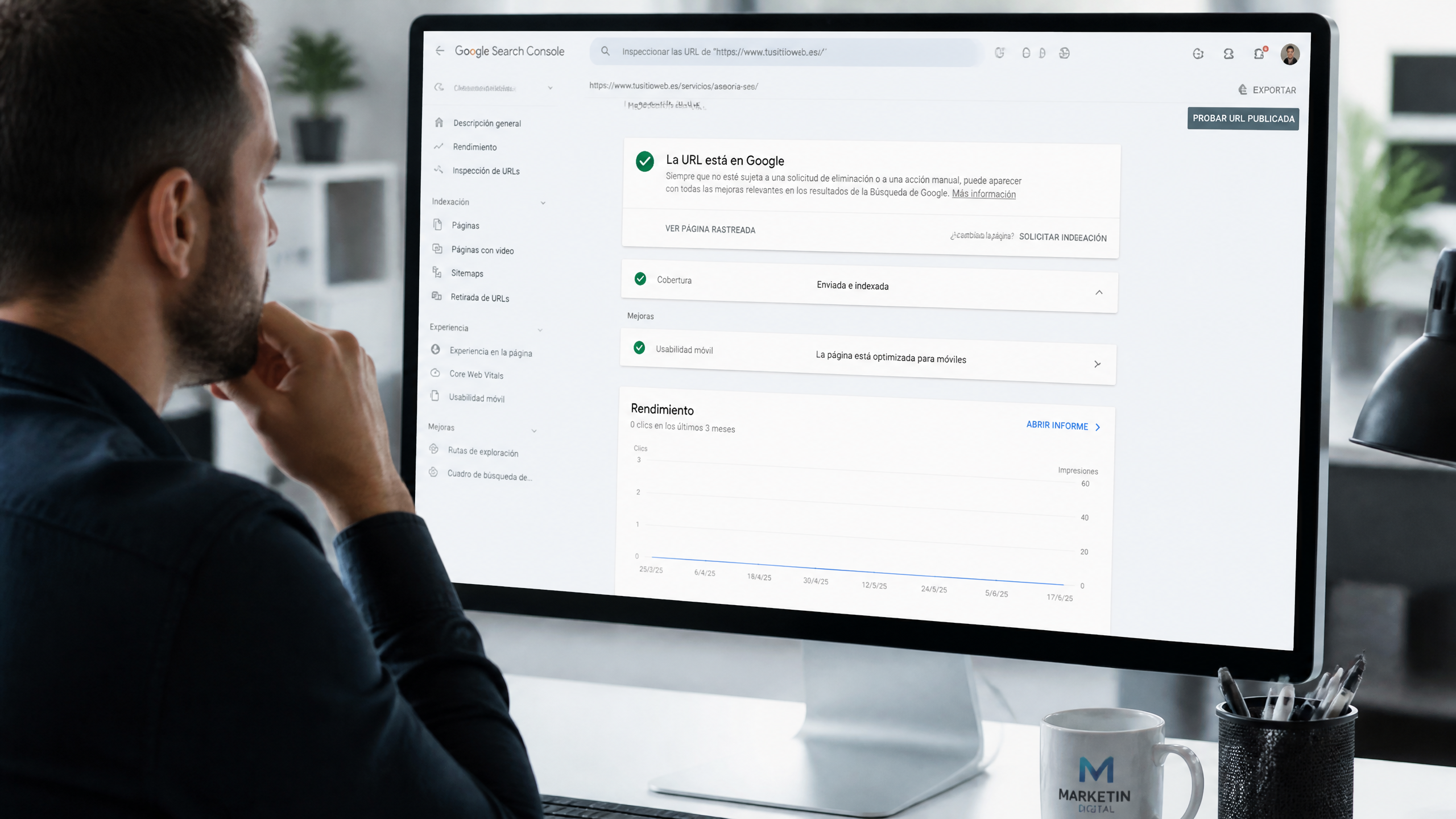 Illustration du décalage entre l'indexation dans Google Search Console et le positionnement réel dans les SERP.